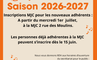 Inscriptions ateliers saison 26-27