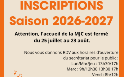 Inscriptions ateliers saison 26-27
